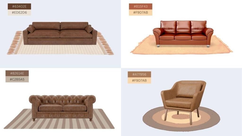 Choosing the Right Colored Rug for Sofa & Couch 8 Brown Color rug and couch combinations & Brown Furniture