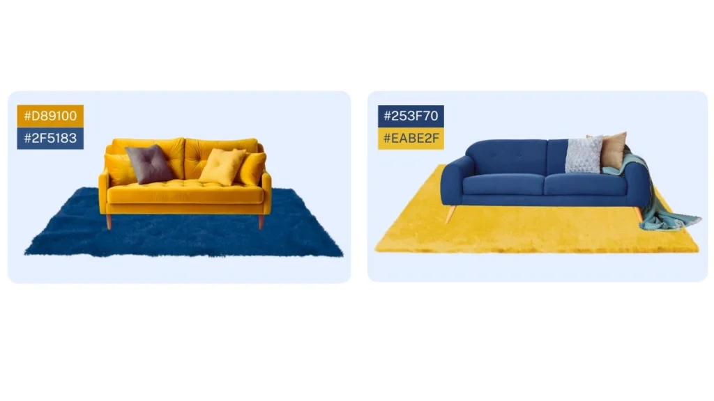 Best Color Combinations of Rug and Couch 11 Mustard Yellow and Navy Blue rug-couch color combination