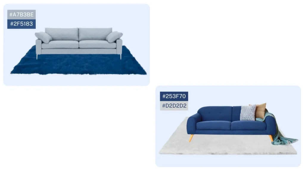 Best Color Combinations of Rug and Couch 12 Navy Blue + Light Grey Color combination of Rug and Couch